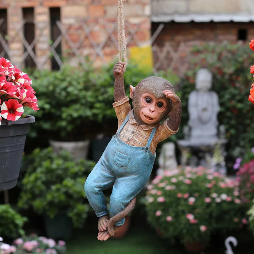 Creative Garden Decoration Monkey Statue Monkey Chimp Waterproof Hanging Ornaments Resin Monkey Sculpture Outdoor