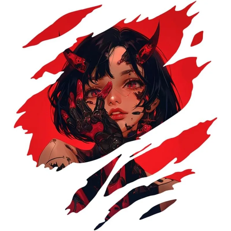1pc Devil Girl Waterproof Vinyl Sticker, Creative Anime Decals for Pickup Truck Motorcycle Luggage Car Exterior Decor