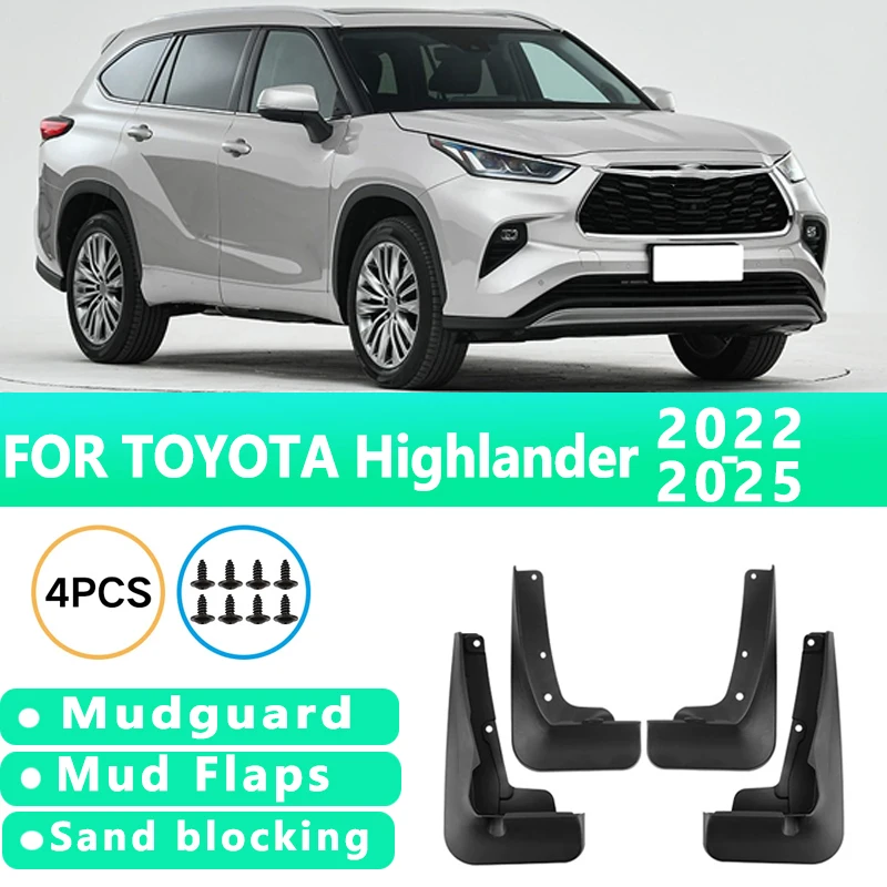 

Mud Flaps Fit for TOYOTA Highlander 2022-2025 2023 2024 Mudguards Tire Fenders Splash Proof Accessories Wheel Guards 4ps
