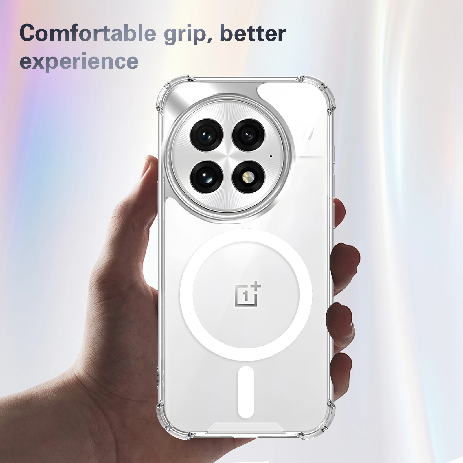 4 Corners Shockproof Air Cushion Clear Magnetic Phone Case For OnePlus 13 13R 13T 13S 15 15R Ace 5 6 6T Pro Ultra Acrylic Cover