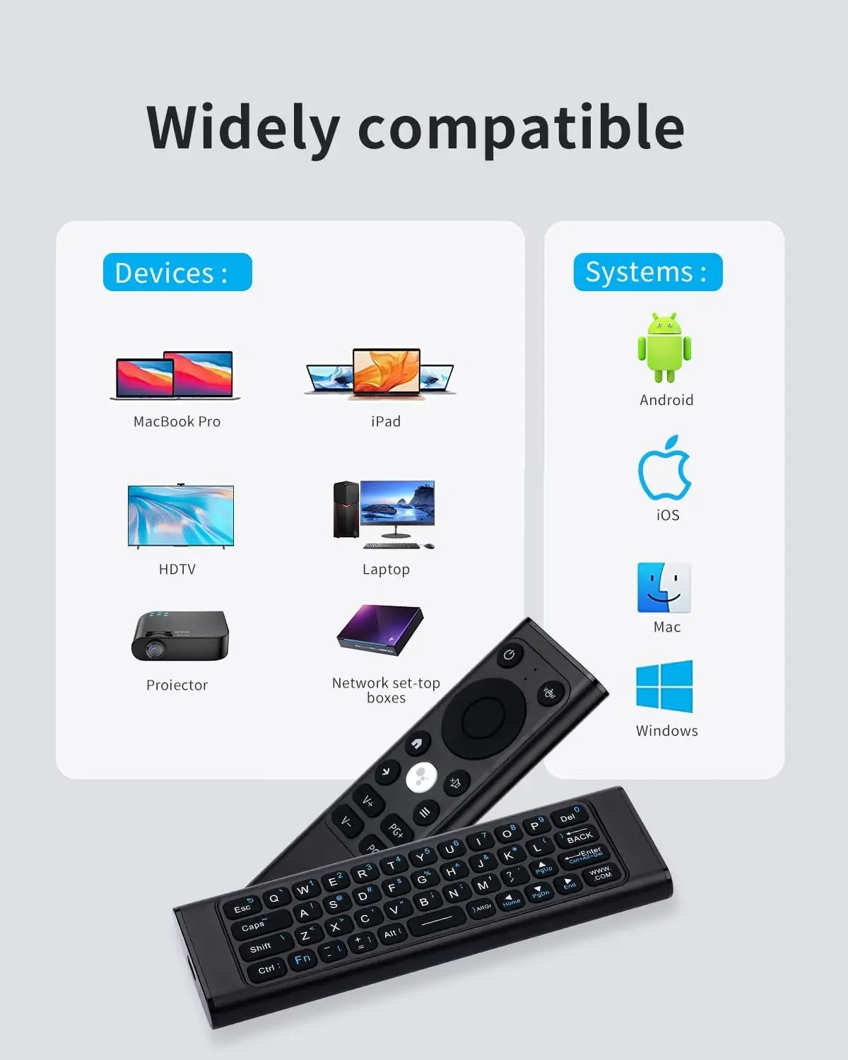 iPazzPort Mini 2.4G/BT Wireless Keyboard w/Air Mouse, IR TV Remote & Voice Control |  Aluminum for PC/Android（only Silver) view 3