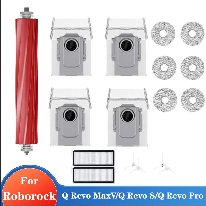 Para roborock q revo maxv/q revo s/q revo pro robô aspiradores acessório saco de pó escova lateral principal panos filtro hepa reposição