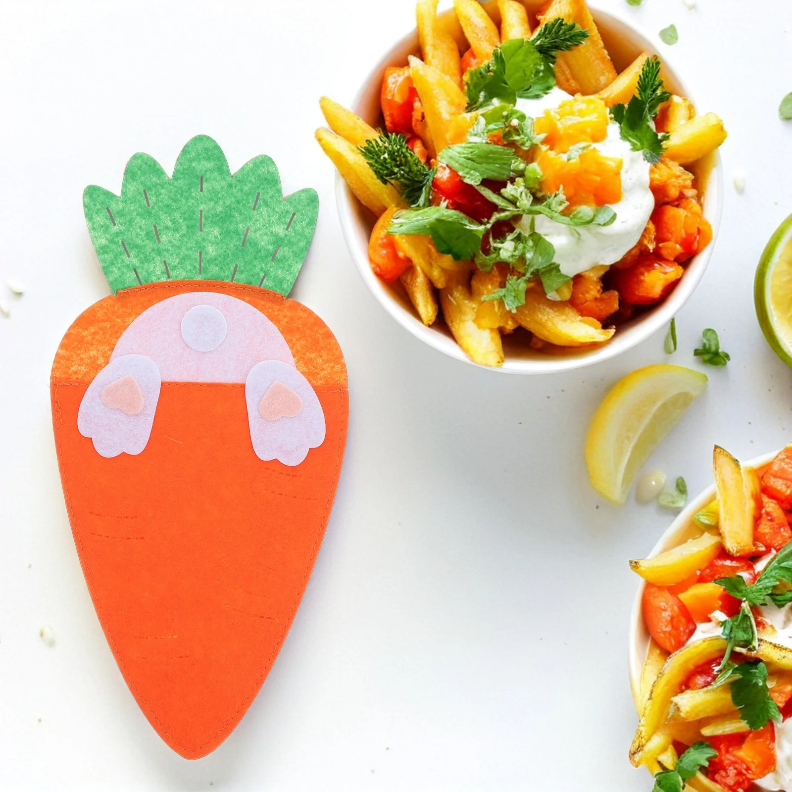 

4Pcs Easter Bunny Cutlery Holders Cloth Pouches Festive Dinner Table Decoration Utensils Organizer Carrot Bags