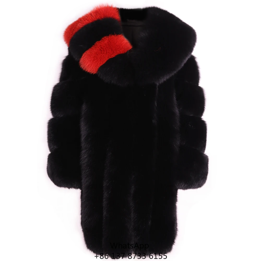 Fox Fur Coat High Quality Women Temperament Celebrity Fashionable Color Contrast Big Fur Collar Fox Fur Grass Coat