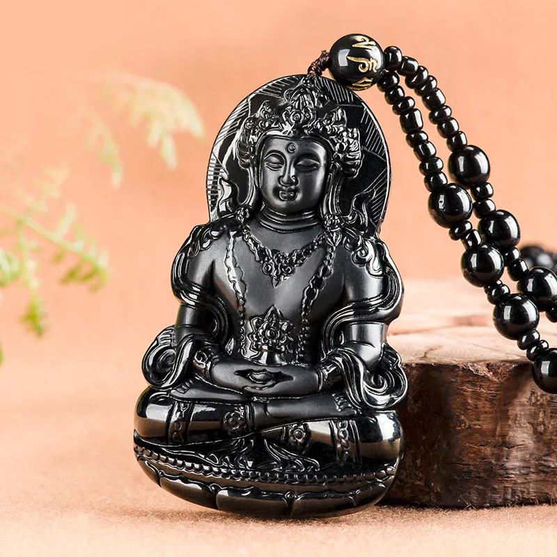 Natural A-grade Jade Ink Tara Avalokitesvara Buddha Statue Pendant Men's Gifts Women's Jewelry Ensuring Safety Charms Drop Ship