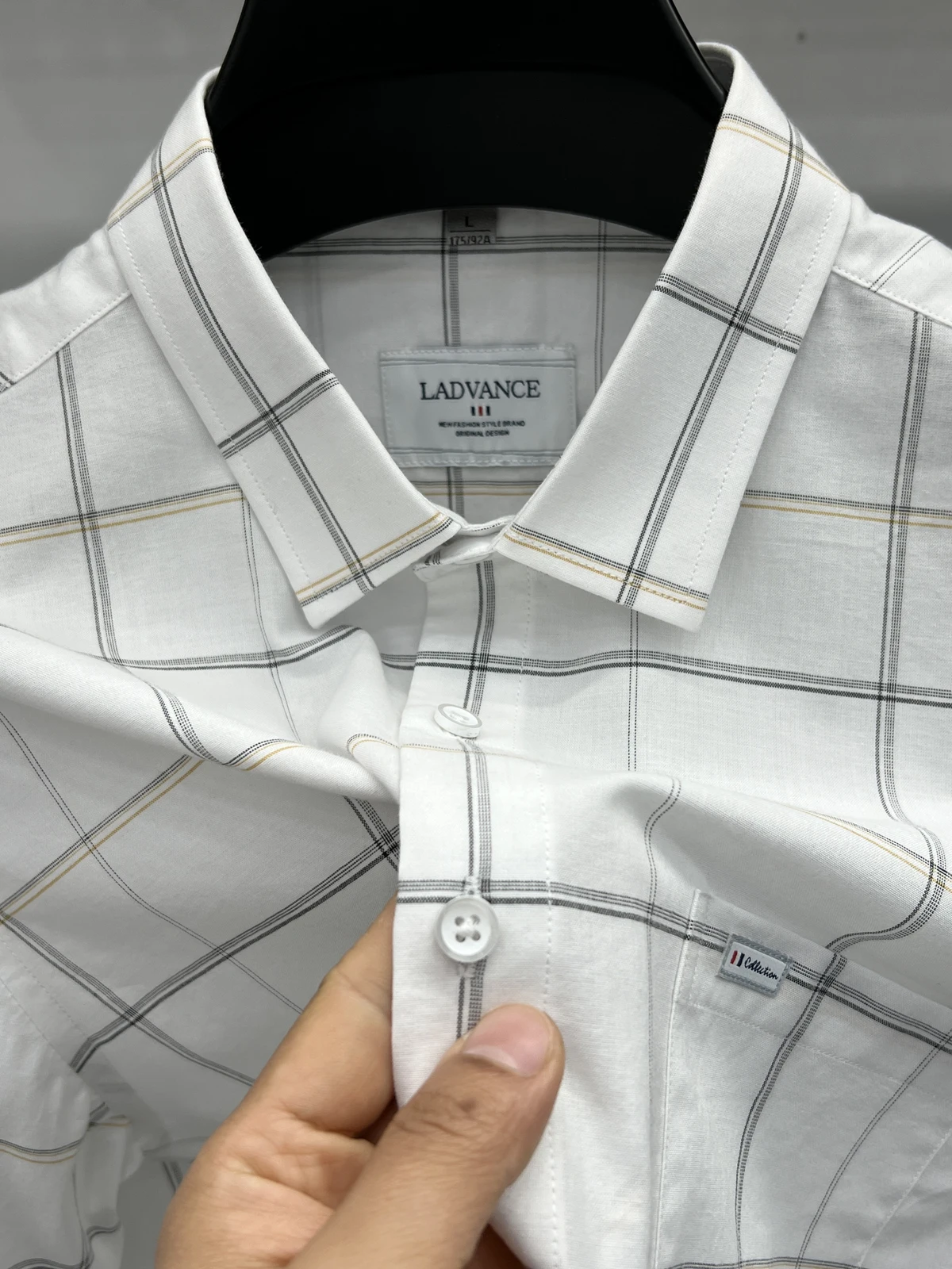 Light luxury high-end men\'s short sleeved fashion brand embroidered shirt 2024summer new 100% cotton breathable casual plaid top