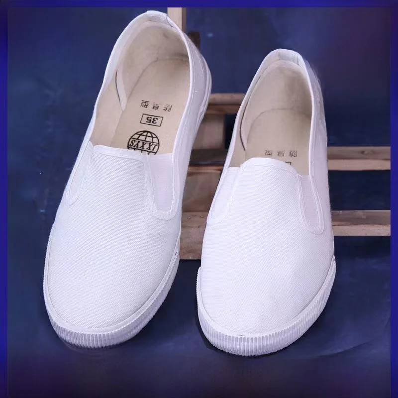 Botas de Trabajo Blancas Unisex de Lona, Antiestáticas, con Suela Plana, Calzado de Protección Laboral, Calzado Informal con Suela de Goma y Punta Redonda