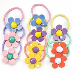 2/5pcs Cute Rubber Hair Ties for Children Flower Hairbands Girls Baby Headbands Ponytail Holder Ties and Cute Girls Headdress