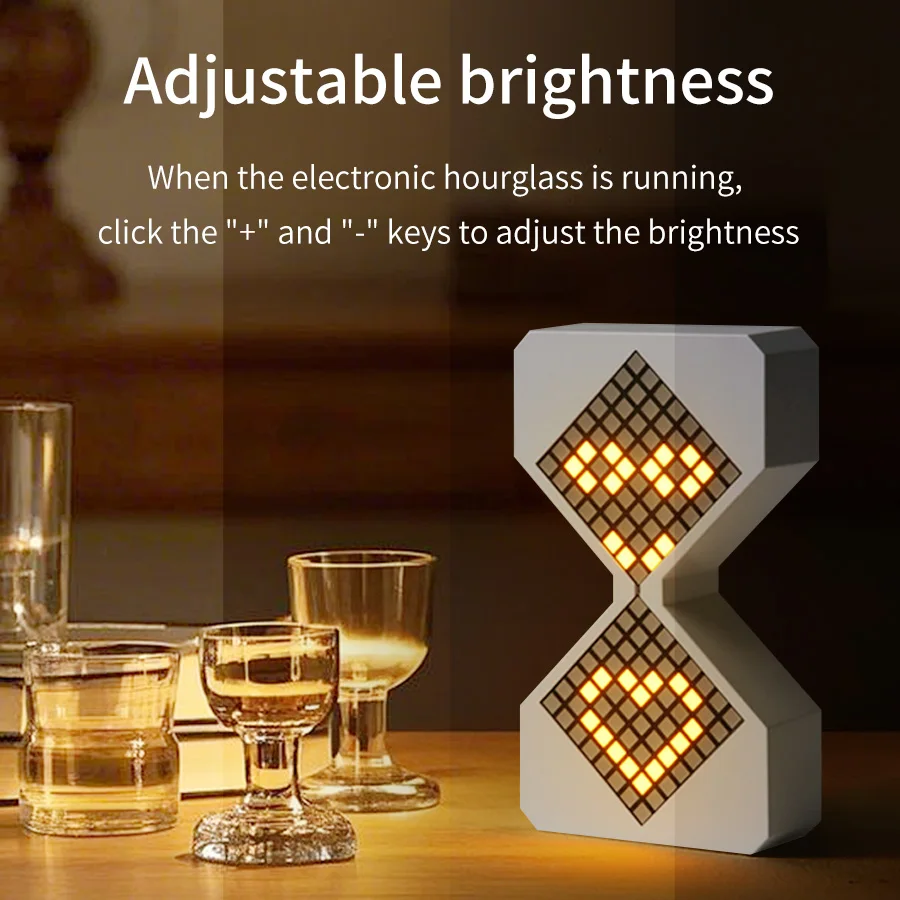 2025 Creative Electronic Timer 3D Hourglass Ornament For Bedroom Kitchen Workshop My World Pixel Style Ambient LED Night Lights