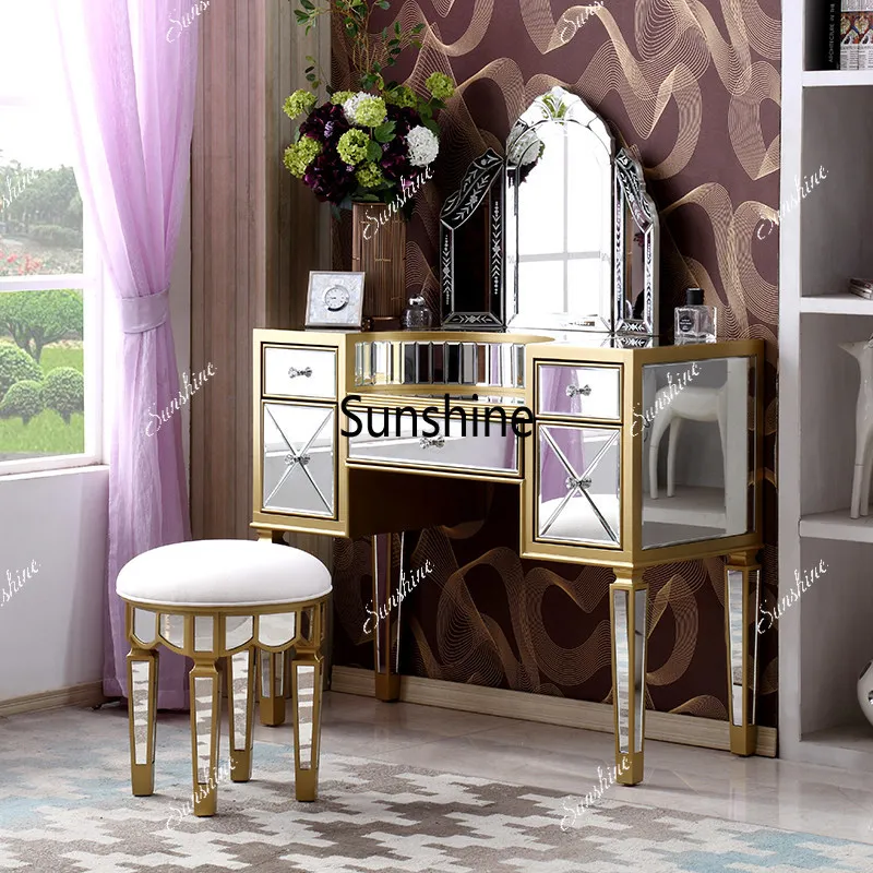 

Cloakroom light luxury modern simple mirror dressing table bay window small apartment