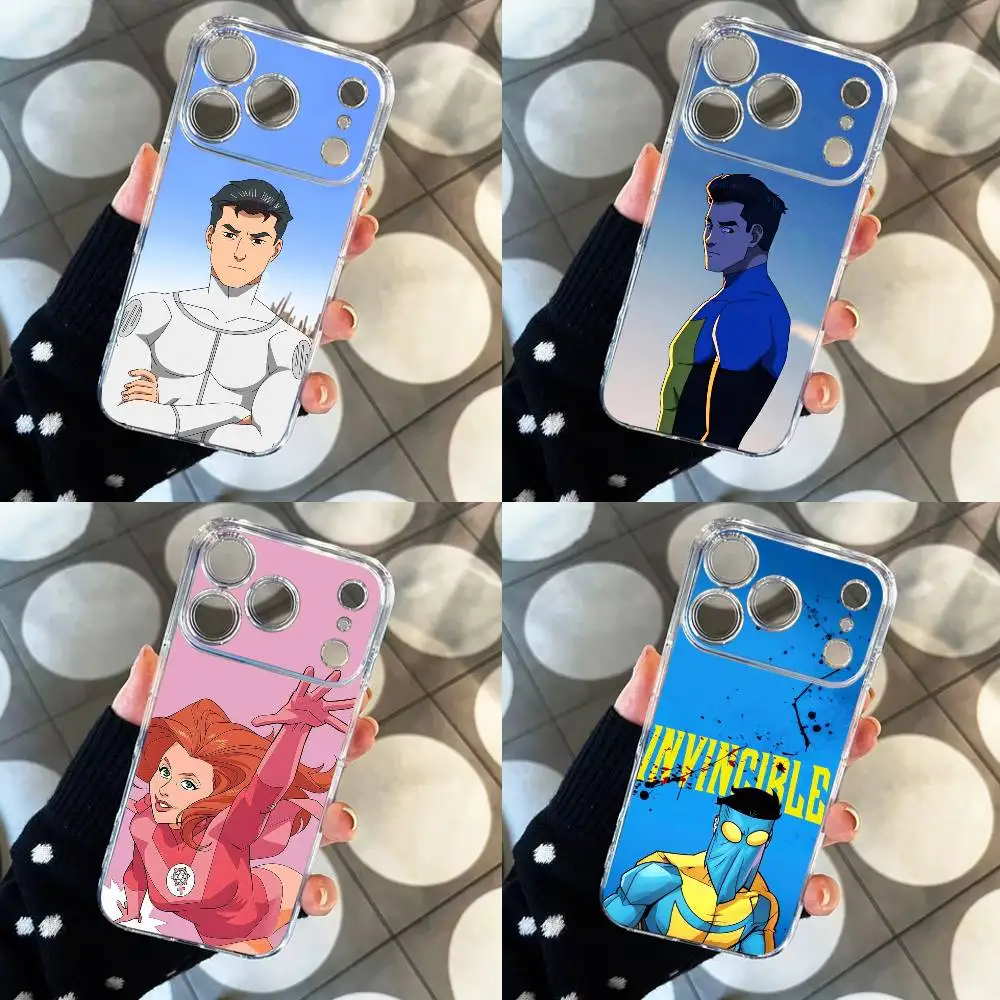 

Manga T-Invincible-s Clear Hard Phone Case For IPhone 17 16 15 14 13 12 11 Mini Pro Max Plus Transparent Cover AS