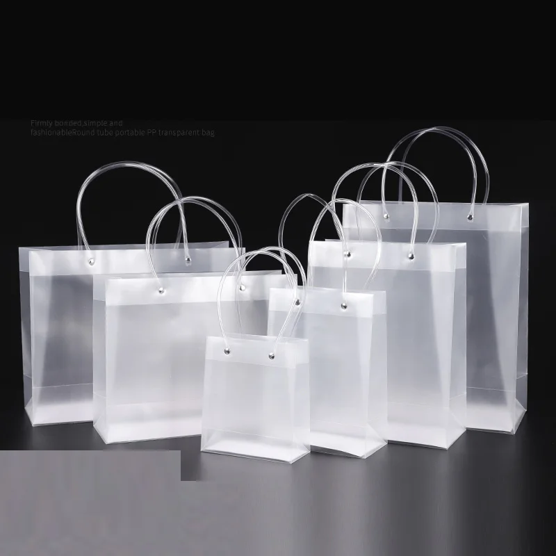 

Frosted PP Bags with PVC Handles, Waterproof Cosmetic Bag, Plastic Convenient Travel Makeup Storage bag, Female Wash Bag, Party