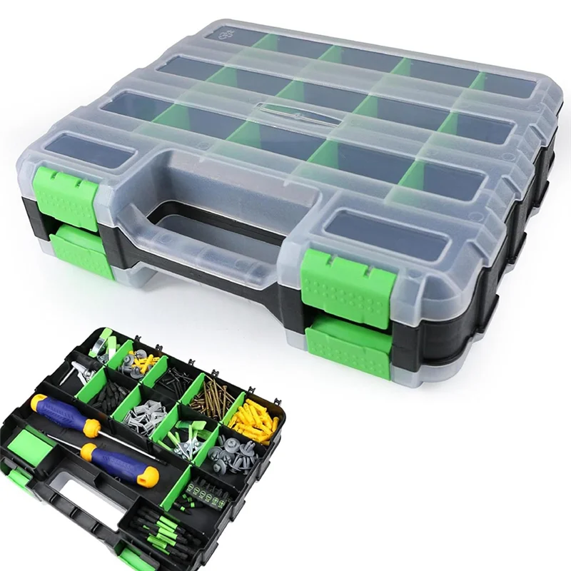 M11K-Multipurpose Tools Organizer Box Hardware Storage Container With 34 Compartments For Nuts Small Parts Screws Fasteners