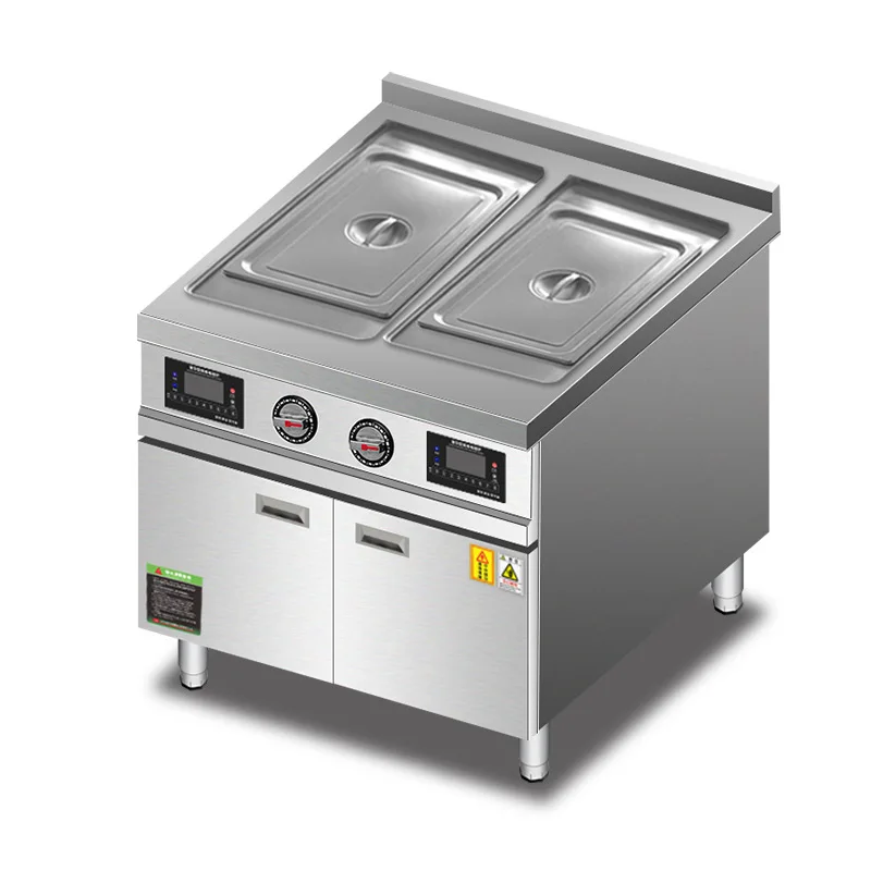 Commercial Induction Soup Warmer Dual Pots Smart Thermostat for Noodle Stew Blanch Warming