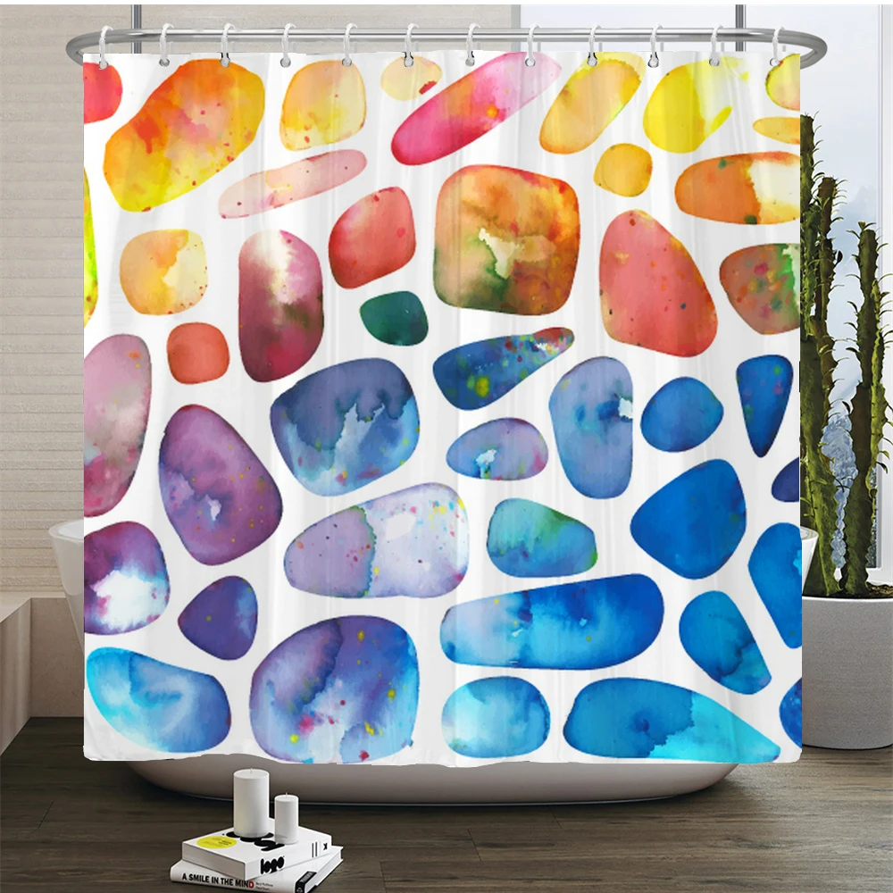 Waterproof Polyester Colorful Shower Curtain Modern Color Print for Bathroom Curtain Long 180*200cm Shower Curtains Cortina