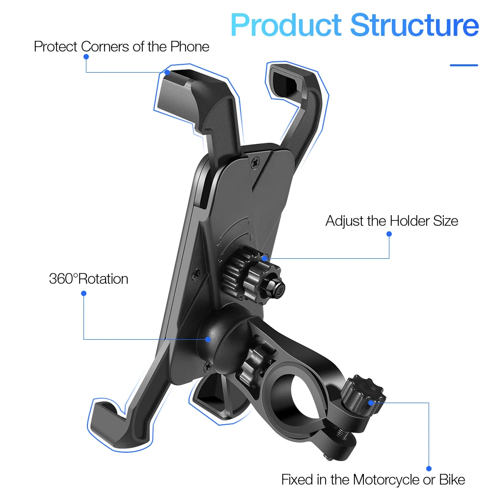 Universal Motorcycle Bicycle Phone Holder Anti Shake Bike Mobile Cellphone Holder for IPhone Samsung GPS Stand Cycling Equipment