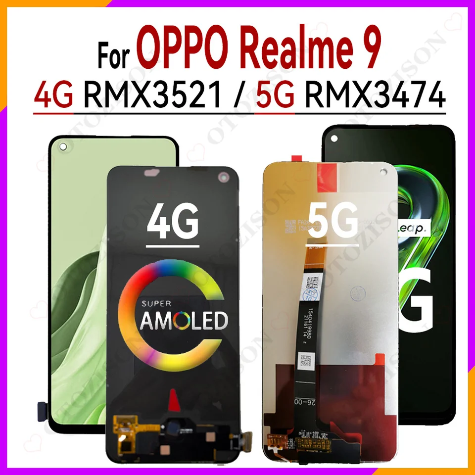 Kit Schermo Di Ricambio Per Realme 9 5G (RMX3521) – Display LCD Touch + Attrezzi, Senza Telaio (Nero) - 4