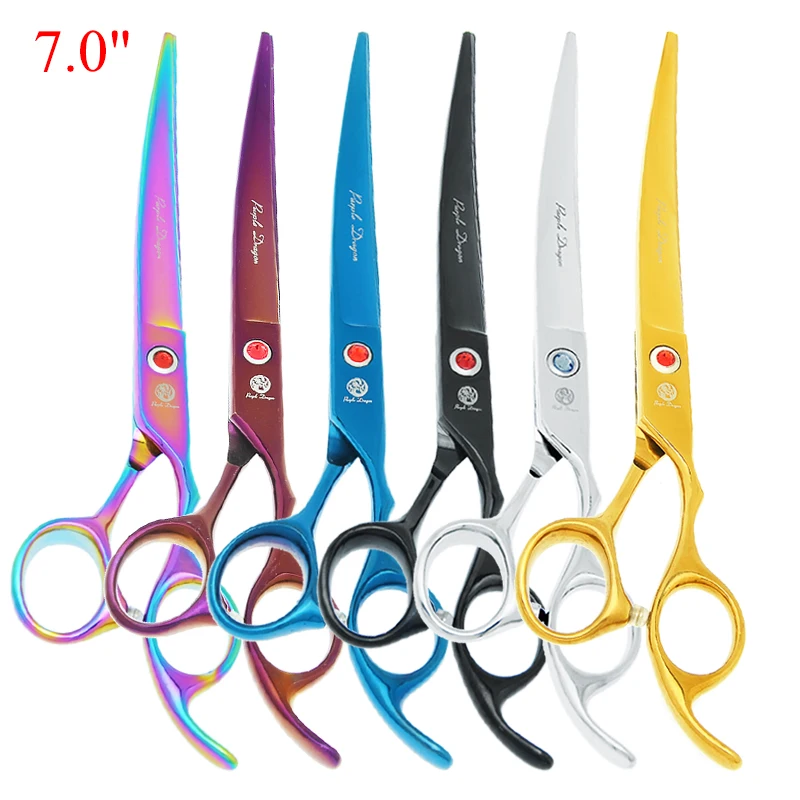 

7.0" Purple Dragon Professional Pet Grooming Scissors Pet Curved Scissors for Dog Cat Haircut Animals Styling Shears Tool B0018B