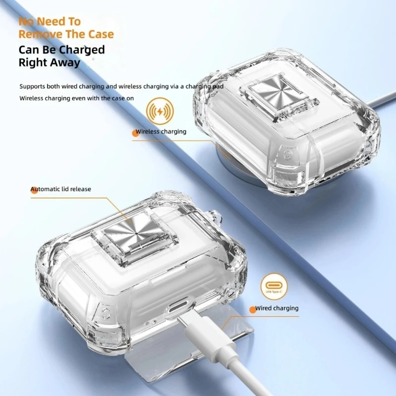 Protective Shell Compatible for Headphone Clear Case, Carabiner Carry Clip and Compact Charging Case Fit 896C