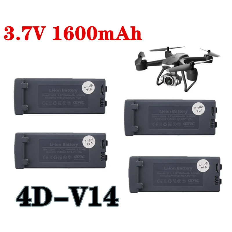 Batería Lipo 1S para fotografía aérea, 3,7 V, 1600mah, 25C, 4D-V14, accesorios para cuadricóptero RC, piezas de Dron, batería recargable de 3,7 V