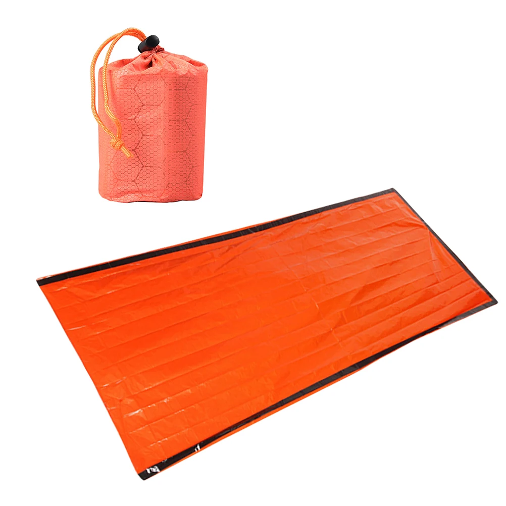 

Aluminum Film Sleeping Bag Camping Bags Thermal Keep Warm Orange Outdoor Emergency Supplies