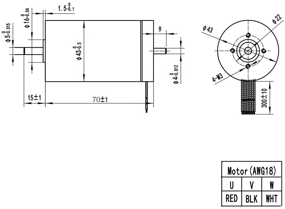 250W Brushless DC EC4370-24100 Motor Spare Part for EOT Electric Oscillating Tangential Knife Tool