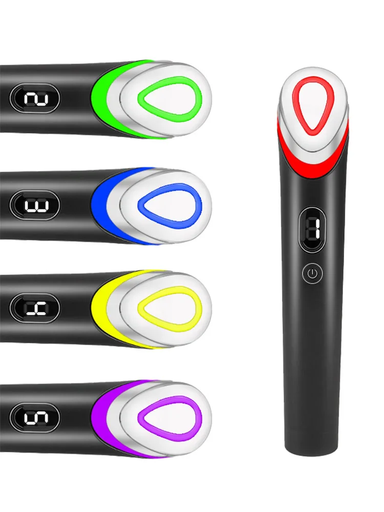 7-kleuren galvanisch microstroom schoonheidsapparaat Hoogfrequente trillingen Gezichtsmassager Ems Neck Eye Lift Rimpelverwijdering AU