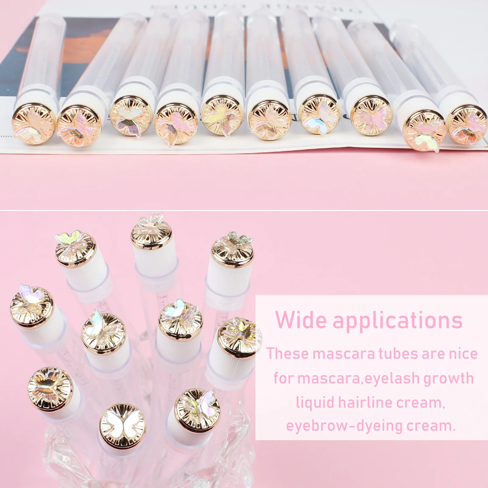 20pcs Mascara Wands Tube Reusable Lash Spoolies Pear Diamond Tube Eyelash Brush Tubes Spoolies Lash Extension Brushes Applicator