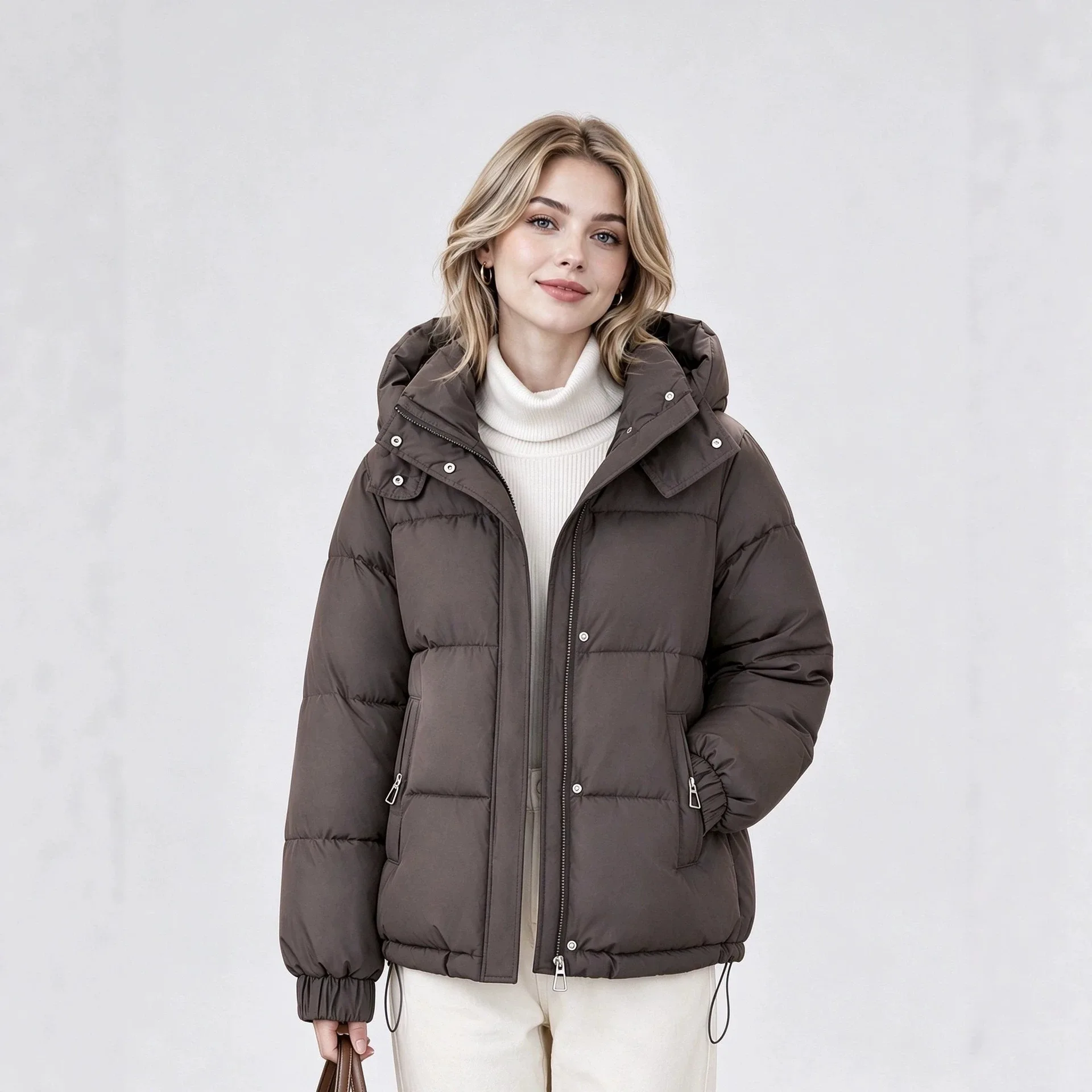 Popular cotton-padded women's short 2026 winter Korean version large size loose cotton-padded small hooded warm casual jacket