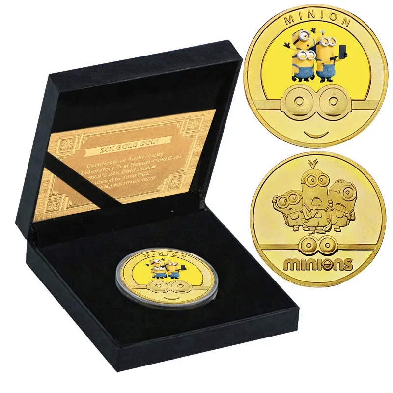 

Minions Bob Cartoon Commemorative Coin Gold Coin Souvenir Badge Anime Figure Anime Peripheral Kids Gifts