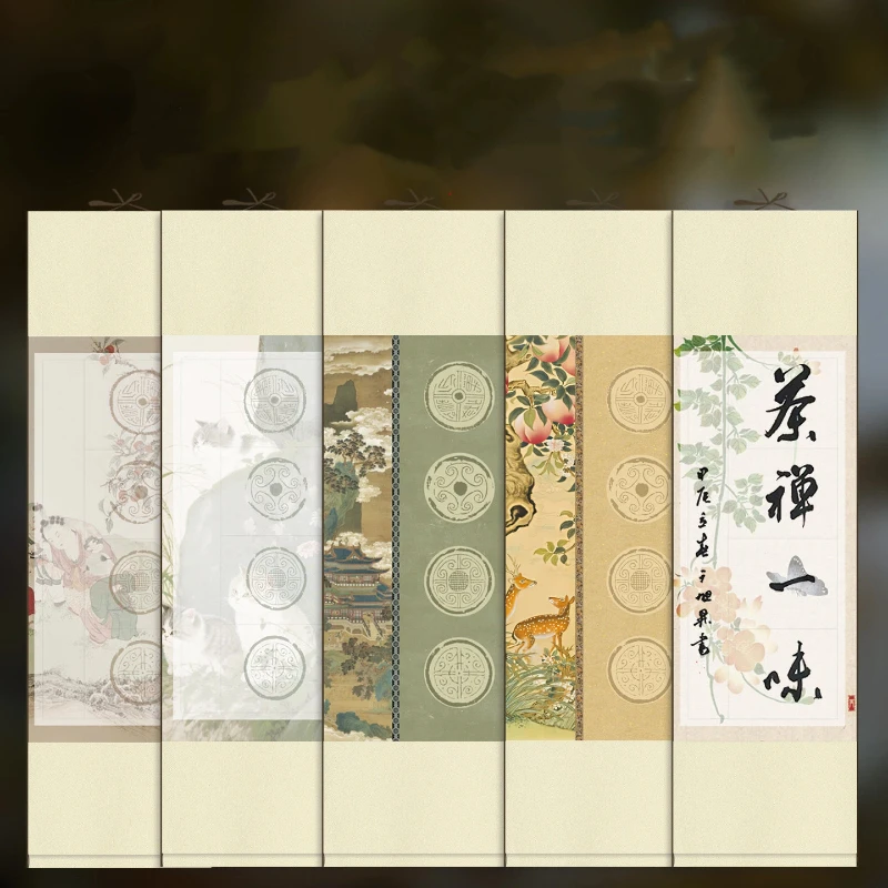 Blank Calligraphy Scroll Xuan Paper Wax Print Unmounted Vertical Hanging Wall Rice Paper Decorative Home Office Painting