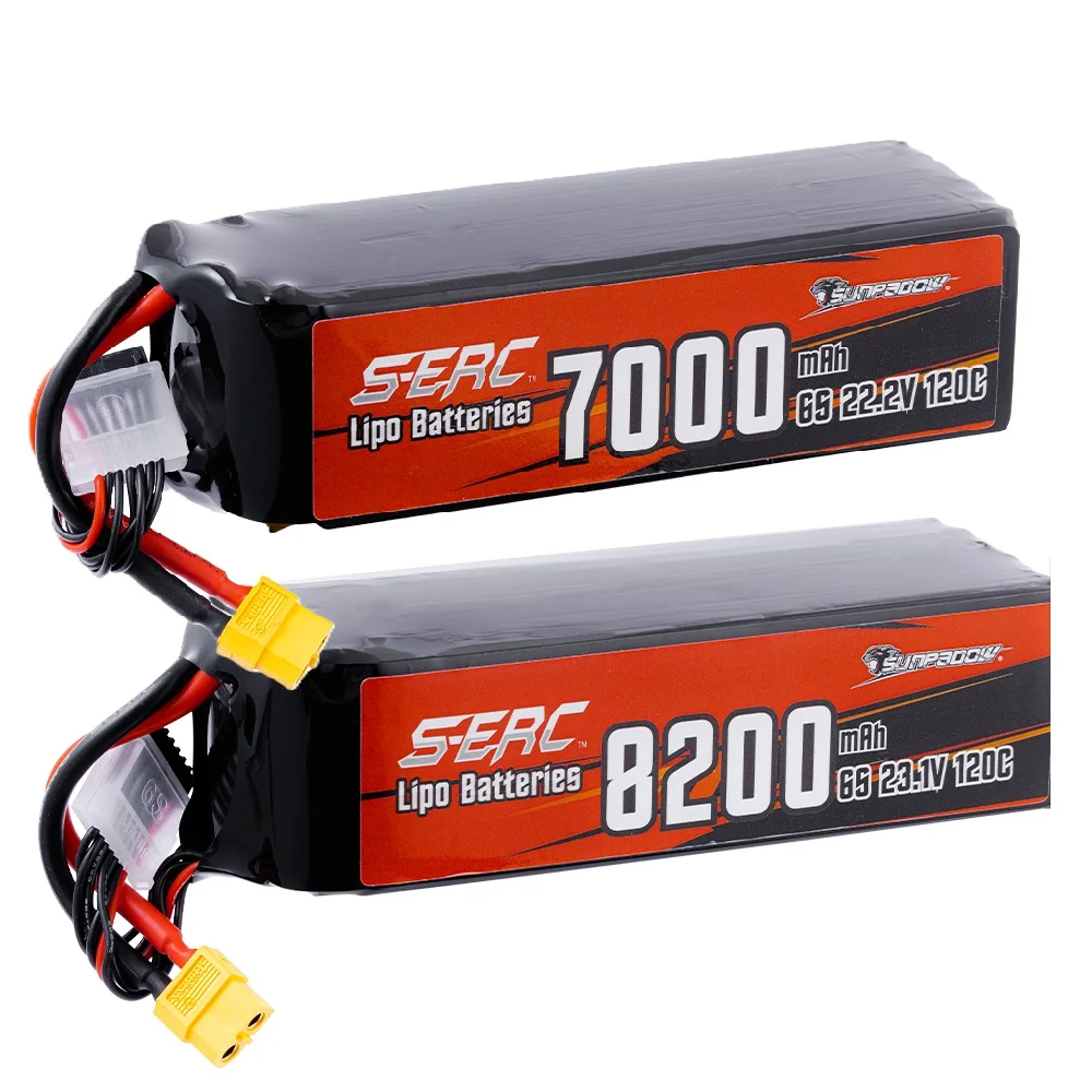 SUNPADOW 6S Lipo Battery 22.2V 5100mAh 7000mAh 60C 120C with XT60 XT90 Plug with RC Airplane Quadcopter Helicopter Drone FPV
