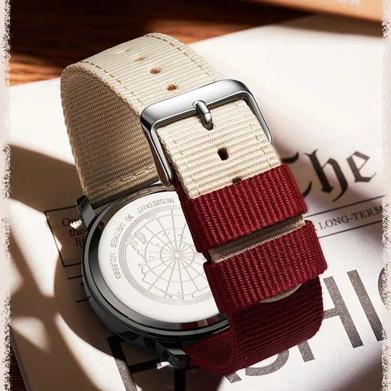 American Vintage Style Personalized Watch for Men Luminous Waterproof Calendar Nylon Strap Students Teenagers Quartz Man Watches