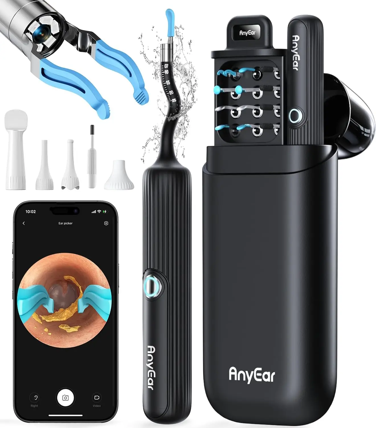 

Гибкая камера для удаления ушной серы с HD-отоскопом 10 МП, безболезненными пинцетами и 12 мягкими насадками для взрослых и детей