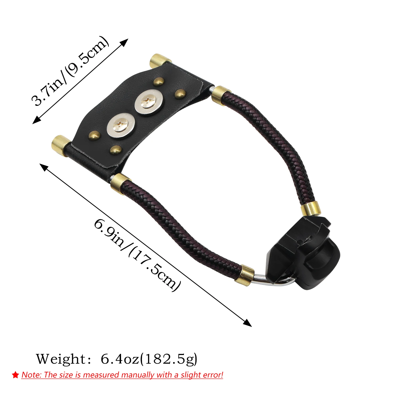 Aluminum Alloy Wrist Brace Base Black Matte with Braided Cord & Magnetic Option for Slingshot Outdoor Practice