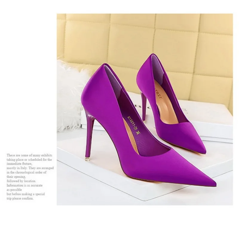 BIGTREE Shoes Satin Women Pumps 2023, New Purple High Heels Fashion Women Shoes Stiletto Luxury Noble Party Shoes Women Heels