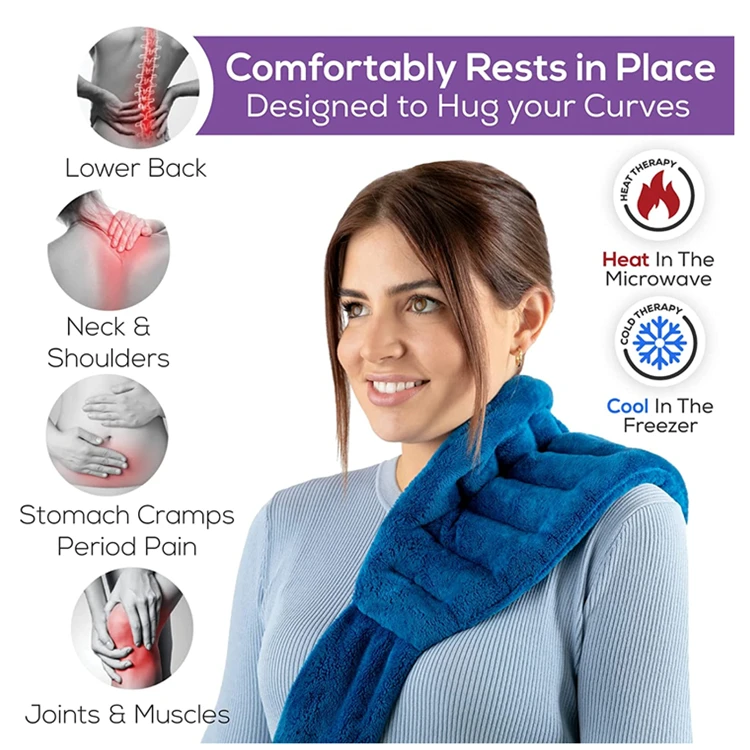 Moist Heating Pad Flaxseed Rice Heat Packs Hot Bag Microwavable Heat Wrap for Neck & Shoulders Lower Back Pain Relief