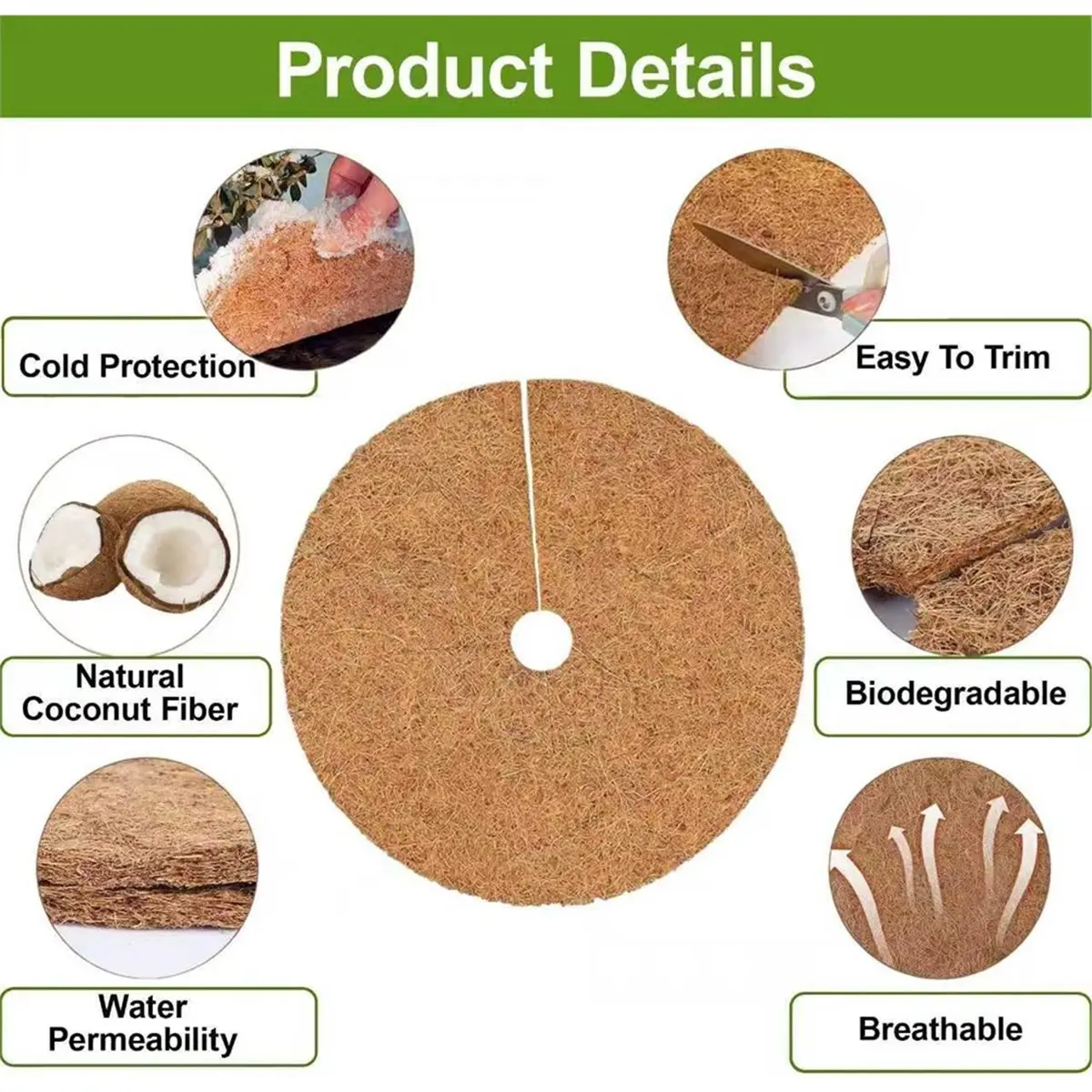 2026 New 4 Pack 15.7 Inch Coconut Fiber Mulch Ring-for Moisture Retention, Indoor Outdoor Trees and Landscaping
