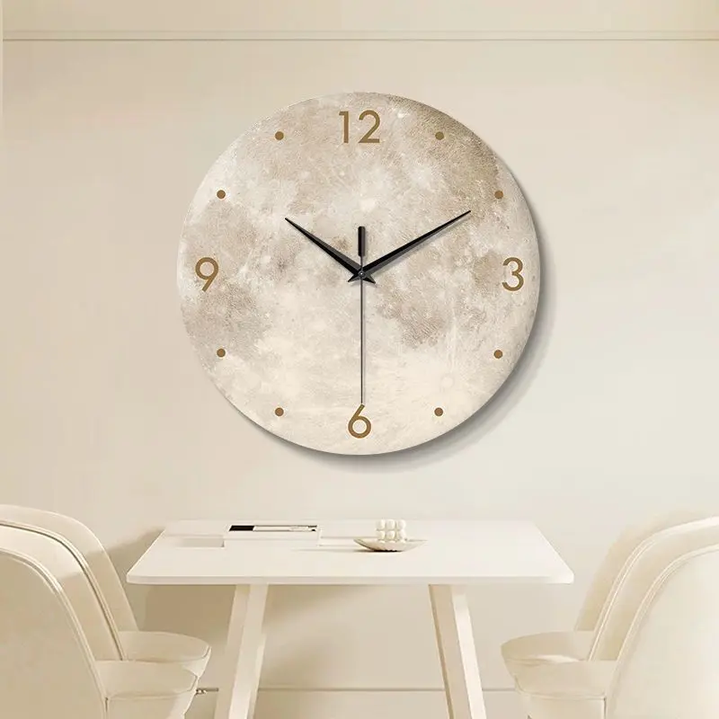 Nordic Resin Moon Meteorite Pattern Wall Clock Living Room Decoration Modern Irregular Interior Wall Clock Background Decoration