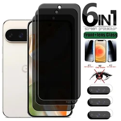 6-in-1 for Google Pixel 9 Pro Glass Google Pixel 9 Glass Privacy Anti-Spy Glue Screen Protector Pixel9 Pixel 9 Pro XL Lens Glass