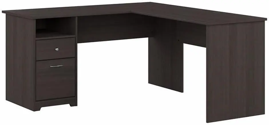 Bush Furniture Cabot 60W L Shaped Computer Desk With Drawers, Heather Gray