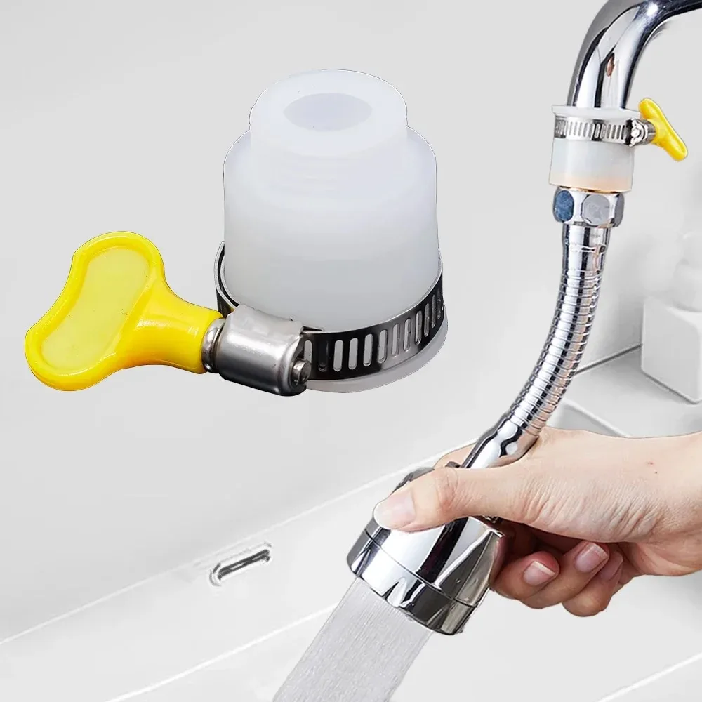 4 Points Coarse Tooth Faucet Interface Adjustable Rubber with Clamp Faucet Extenders Leakproof Plumbing Taps