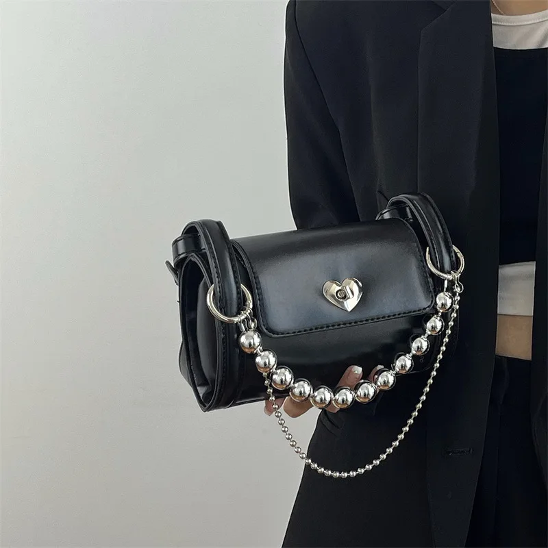 Hot Girl Black Cylinder Underarm Bags Ladies Flap Chain Shoulder Bags Fashion Female PU Leather Crossbody Bags Women\'s Handbags