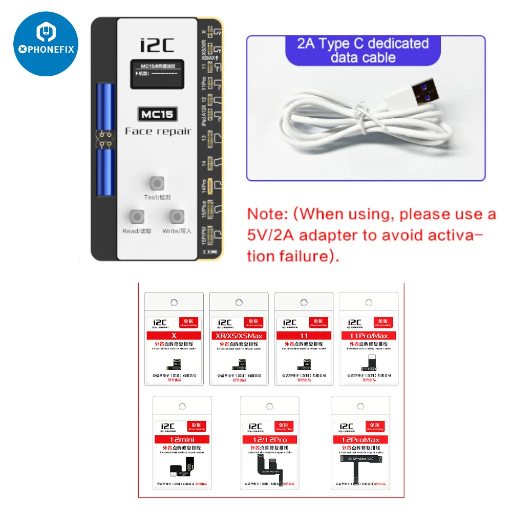 

i2c MC14 No Soldering Dot Matrix Flex Cable Programmer for IPhone X/11/12/13/14 Pro Max Face ID Dot Projector Data Read Write