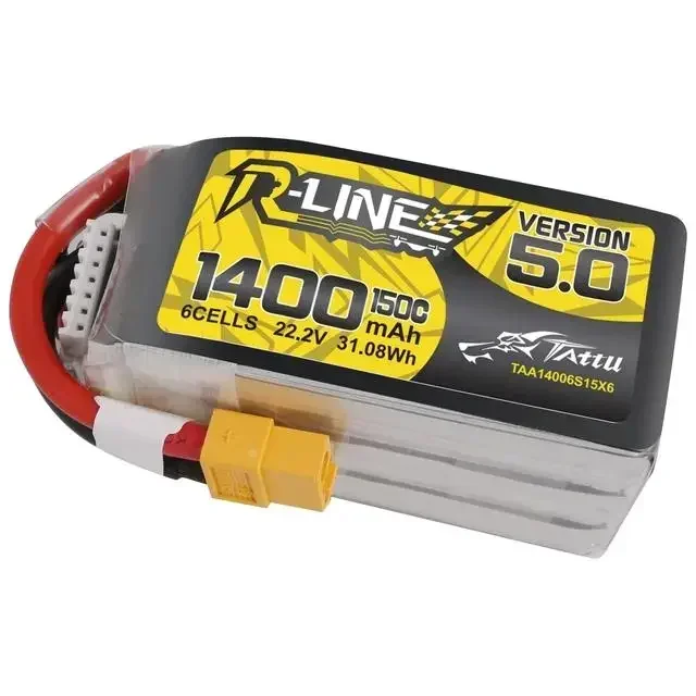 Tattu R-Line Version 5.0 850/1050/1200/1300/1400mAh 11.1V/14.8V/22.2V 150C 3S1P/4S1P/6S1P Lipo Battery Pack With XT60/XT30  Plug