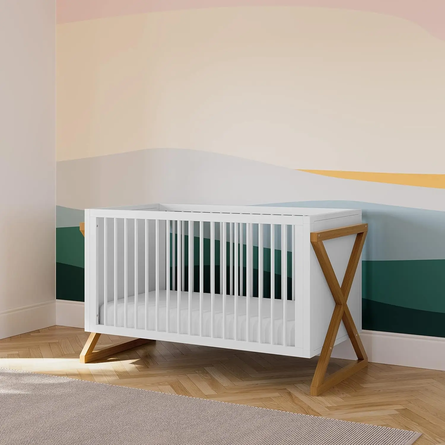 Storkcraft Equinox culla convertibile 3 in 1 (Driftwood Vintage) si converte facilmente in lettino e Daybed per bambini, regolabile in 3 posizioni