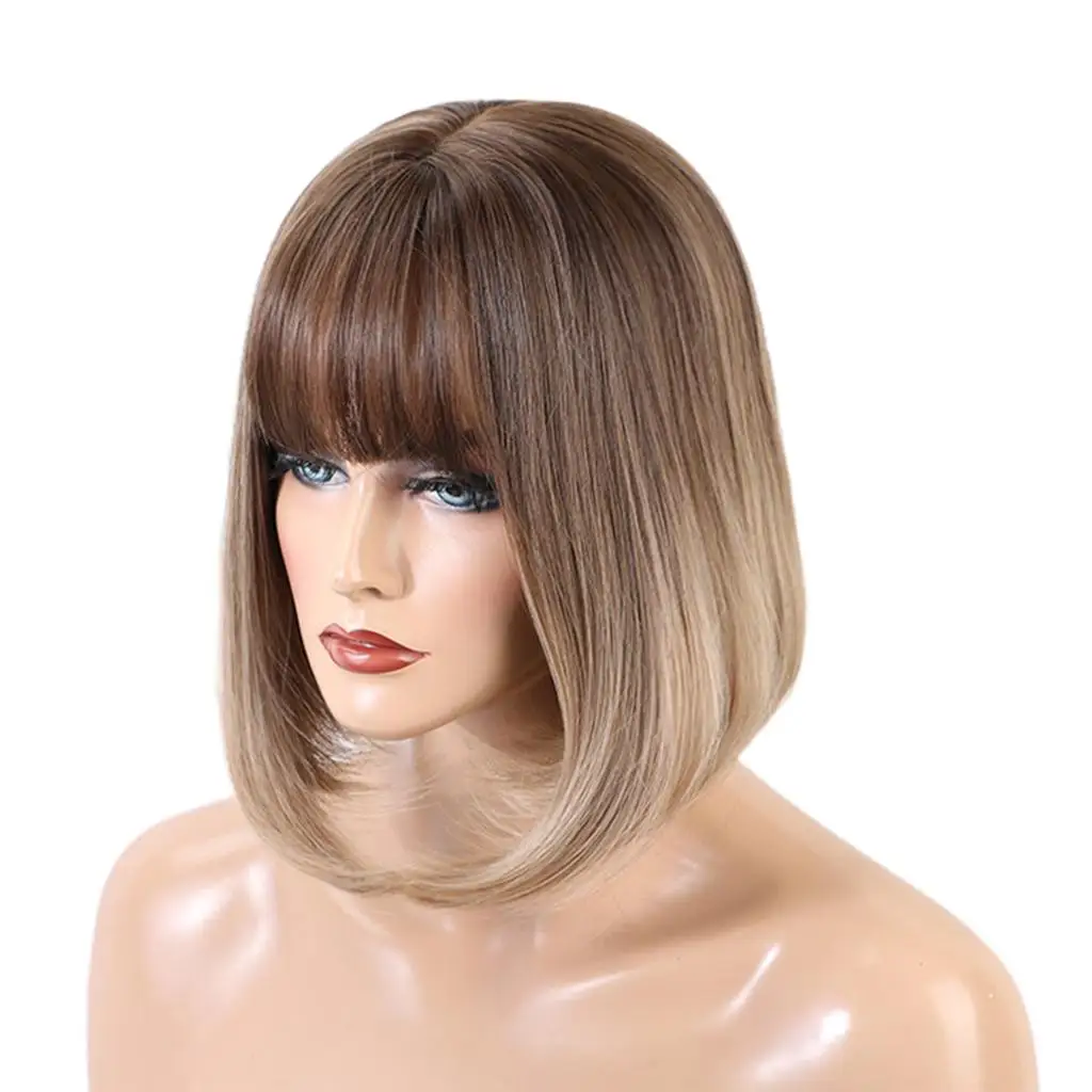 12'' Charming Female Middle Part Straight Bob Wigs for Daily