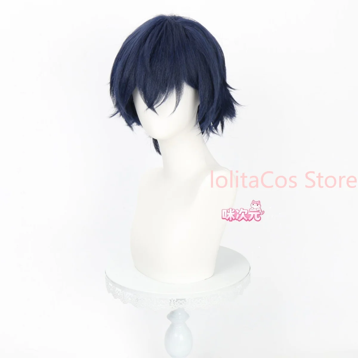 Genshin Impact Valeriy Cosplay Wig Special Dark Blue Short Hair Comic Con Props Role Play Cosplayer Gift Halloween Party view 4