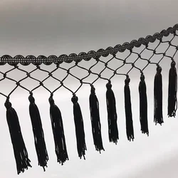 15cm Wide Black, White, Red, Net Braided Tassle Dropper Polyester Chainette Fringe, By 1 Yard