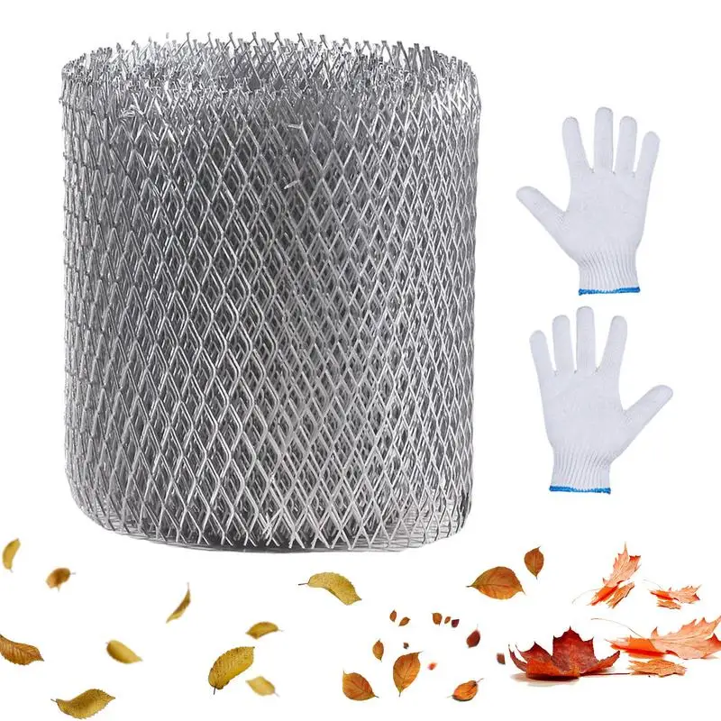 Aluminum Gutter Guard With Pair Of Glove Anti Clogging Mesh Cover Durable Guards Leaf Protector To Prevent Leaves Branches